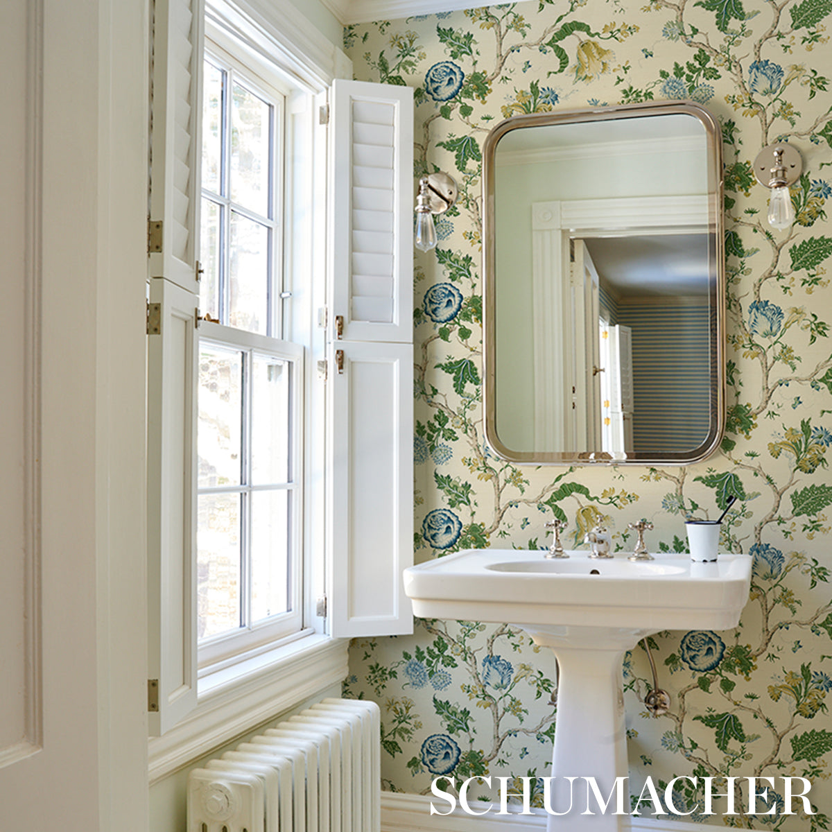 Josephine Sisal Peacock by Schumacher Tree of Life Floral Wallpaper – Schumacher 5016680