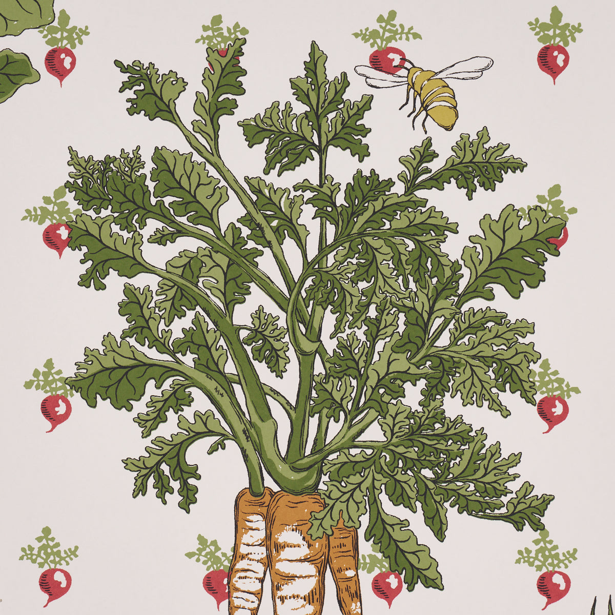 Green Grocer Multi by Schumacher Playful Vegetable Print Wallpaper – Schumacher 5016780