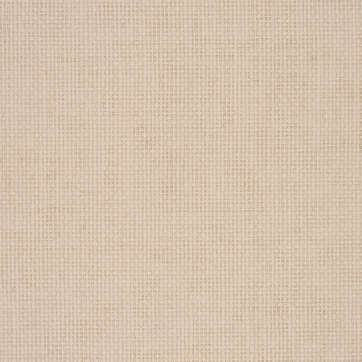 Paperweave Vinyl wallpaper in Wheat by Schumacher. Faux-woven textured beige wallcovering roll and detail.