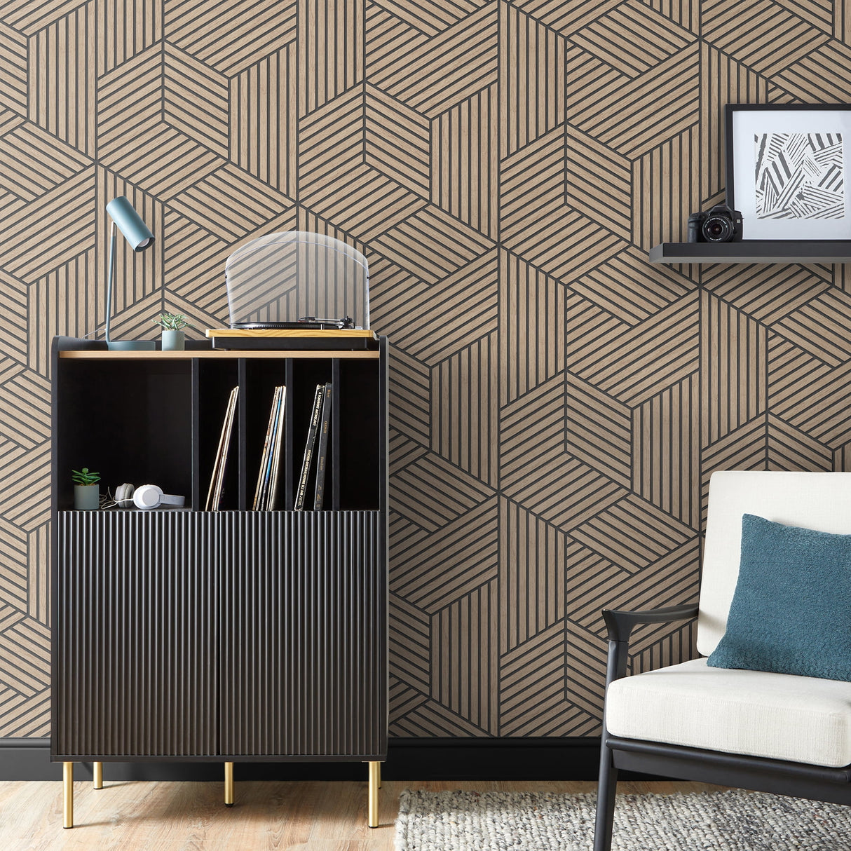 Gerrit Light Brown by Fine Decor Geometric Panel Wallpaper – Brewster Home Fashions FD43825
