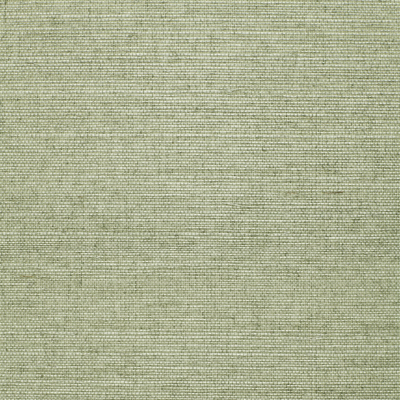Aqua natural grasscloth wallcovering with a subtle woven texture from Schumacher's Quiet Beauty collection, shown in a styled interior and close-up detail.