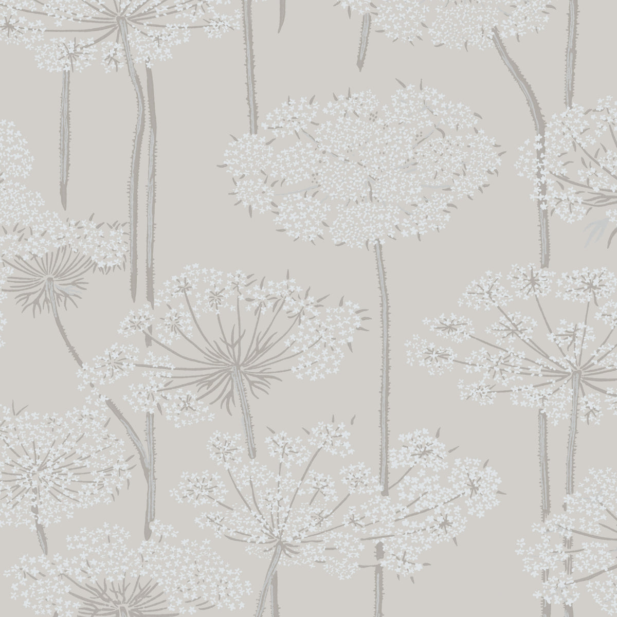 Ingrid in Natural by Boråstapeter, delicate Queen Anne's lace floral wallpaper, Scandinavian design, Schumacher 5478