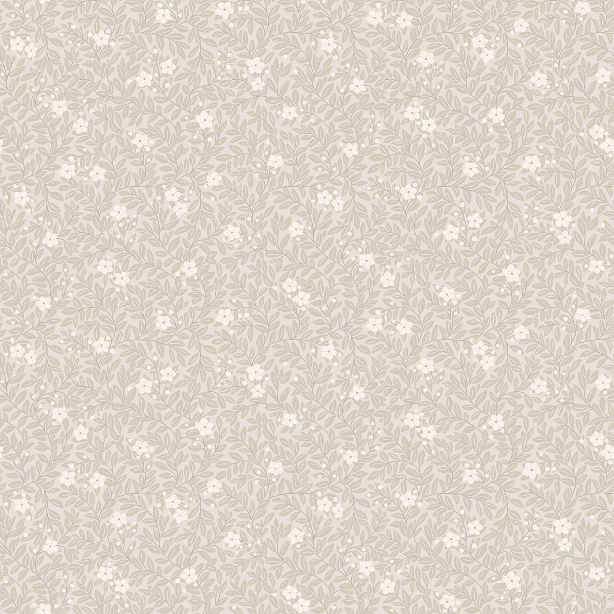 Myrten wallpaper by Boråstapeter for Schumacher, featuring a hand-painted myrtle leaf and flower pattern in a natural colorway.
