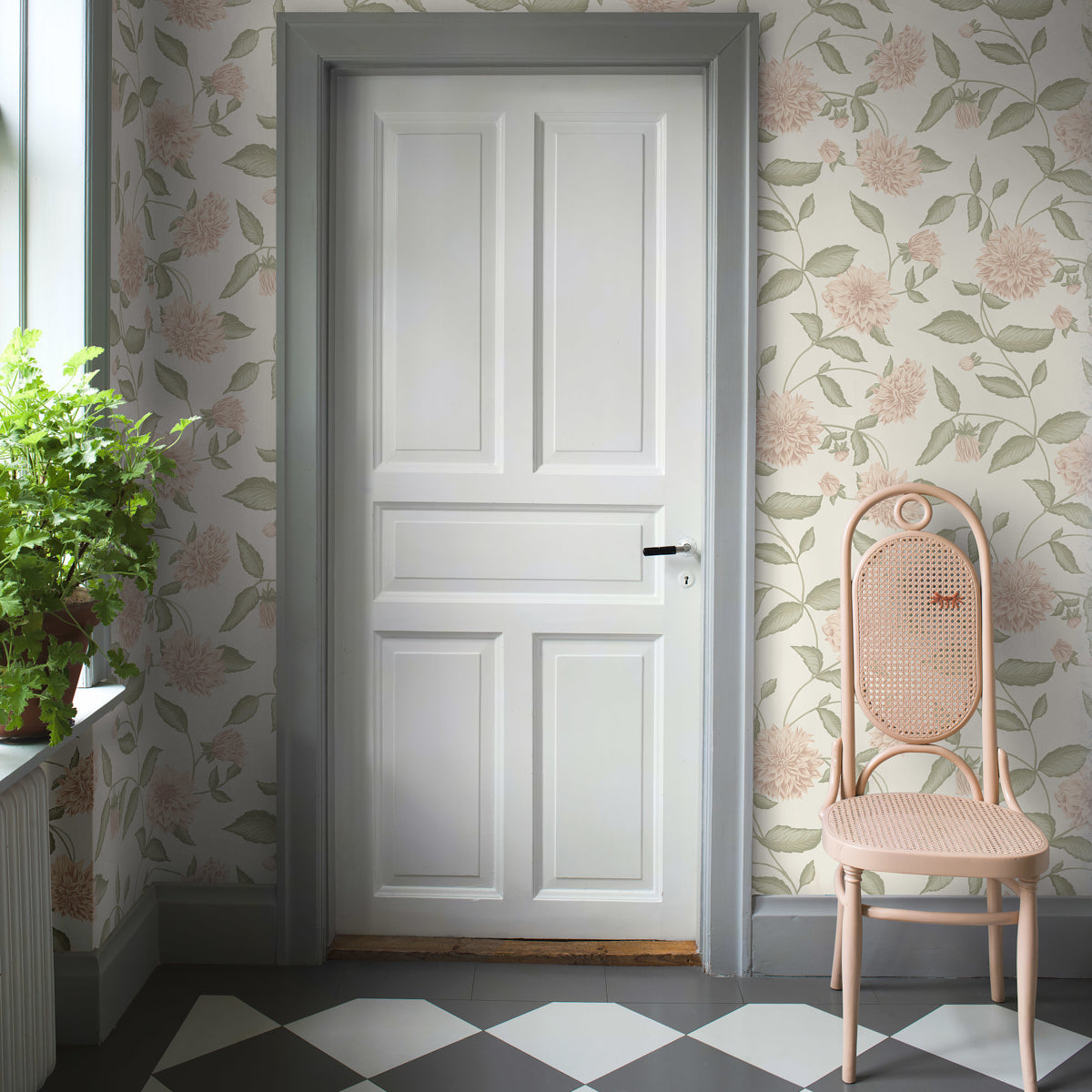 Dahliadröm Blush by Boråstapeter Romantic Dahlia Floral Wallpaper – Schumacher 5718