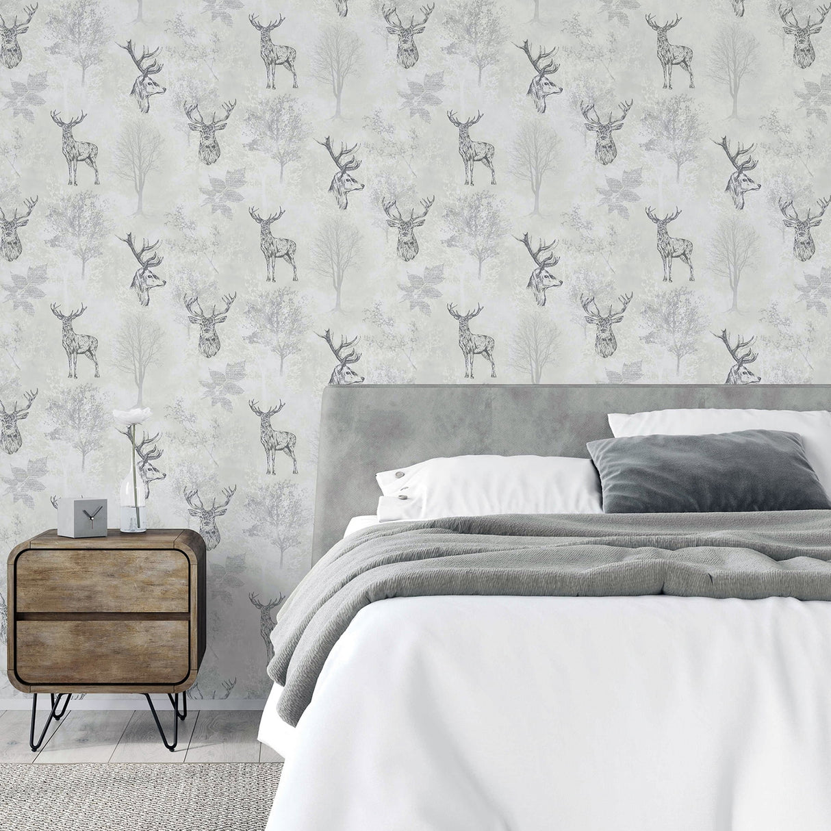 Gilbert Black by Arthouse Etched Stag Wallpaper – Brewster Home Fashions AH901808