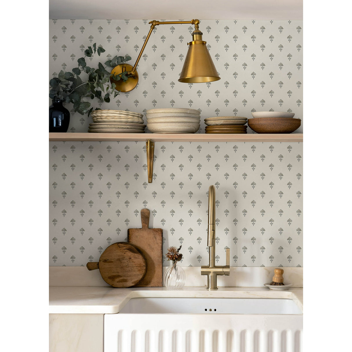 Surdiva Ivory by Chesapeake Floral Fan Wallpaper- Brewster Home Fashions 4148-27457