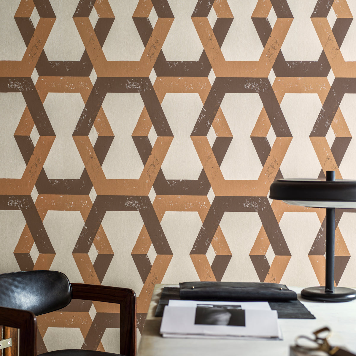 Tribe Brown Geometric Wallpaper by Boråstapeter – Schumacher 6474