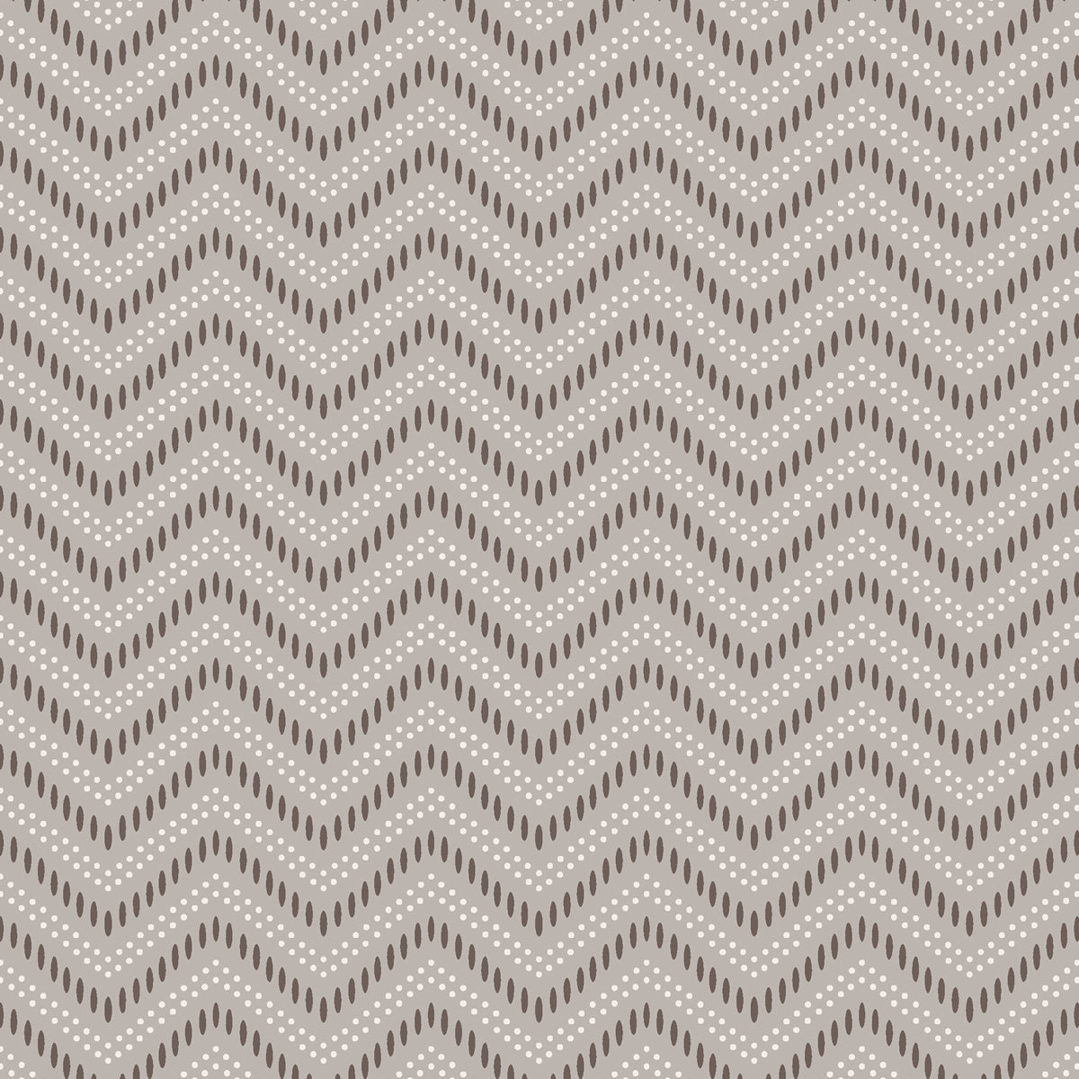 Chevron Dots silver wallpaper by Boråstapeter for Schumacher, featuring wavy zigzag lines and dotted chevron pattern.