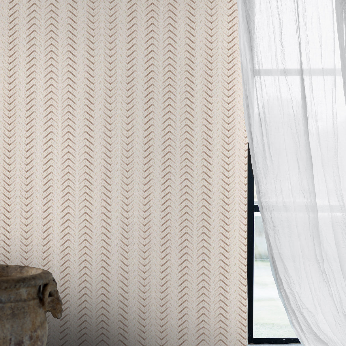 Chevron Dots Pearl by Boråstapeter Modern Zigzag Wallpaper – Schumacher 6485