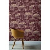 Adelia Maroon by Arthouse Elephant Grove Wallpaper – Brewster Home Fashions AH610701