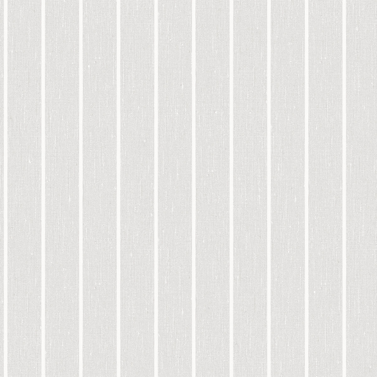 Shirt Stripe grey wallpaper by Boråstapeter for Schumacher, classic vertical stripe pattern, shown in room and close-up.