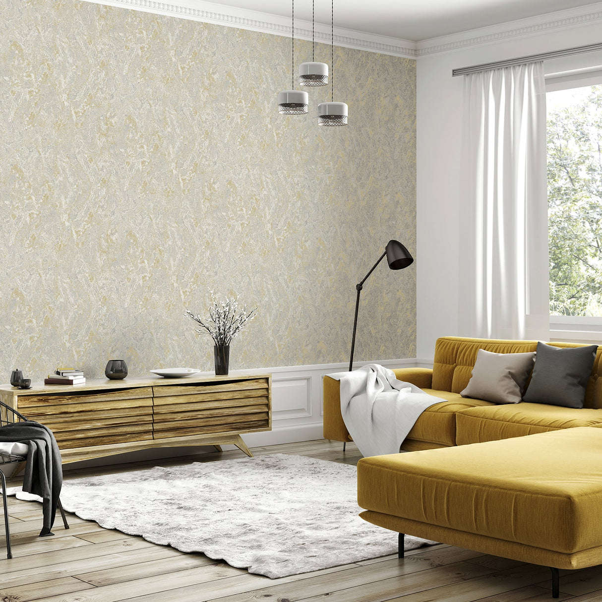 Evonne Neutral by Arthouse Marble Patina Wallpaper – Brewster Home Fashions AH296804