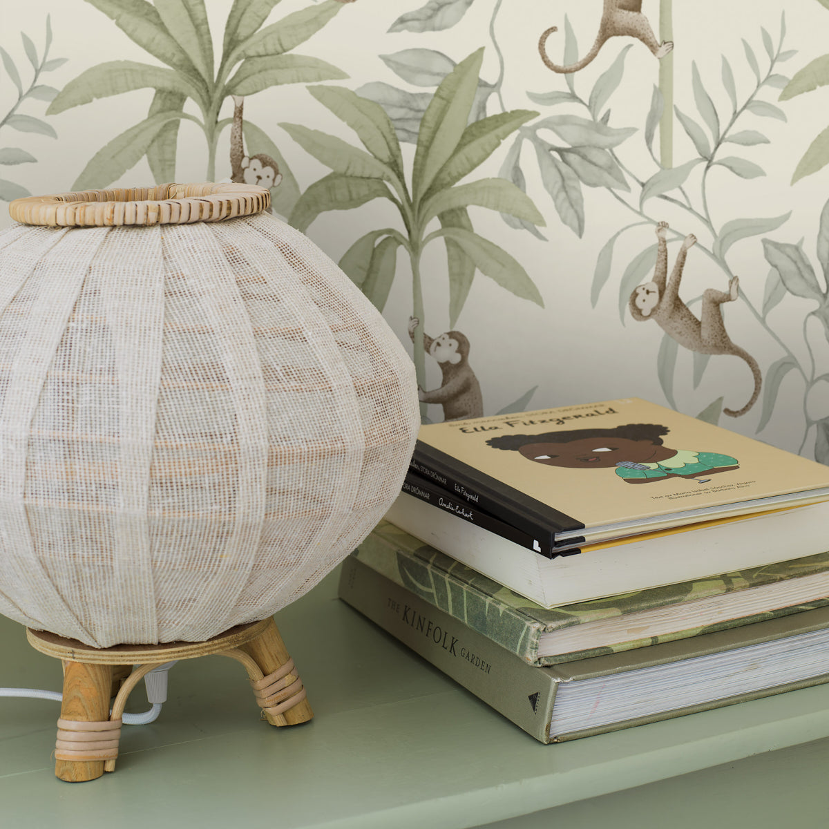 Jungle Friends Cocoa and Sage by Boråstapeter Playful Monkeys Tropical Wallpaper – Schumacher 6936