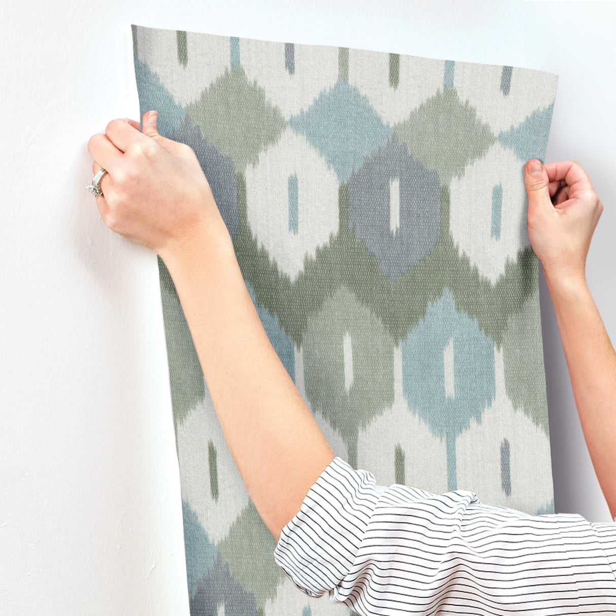 Abilene Sea Green by A-Street Prints Ikat Wallpaper- A-Street Prints 4147-27406