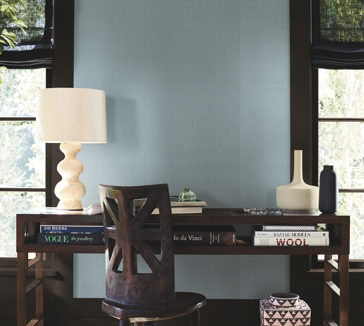 Woven Linen Sky Blue by Antonina Vella Wallpaper – York Designer Series AB1805