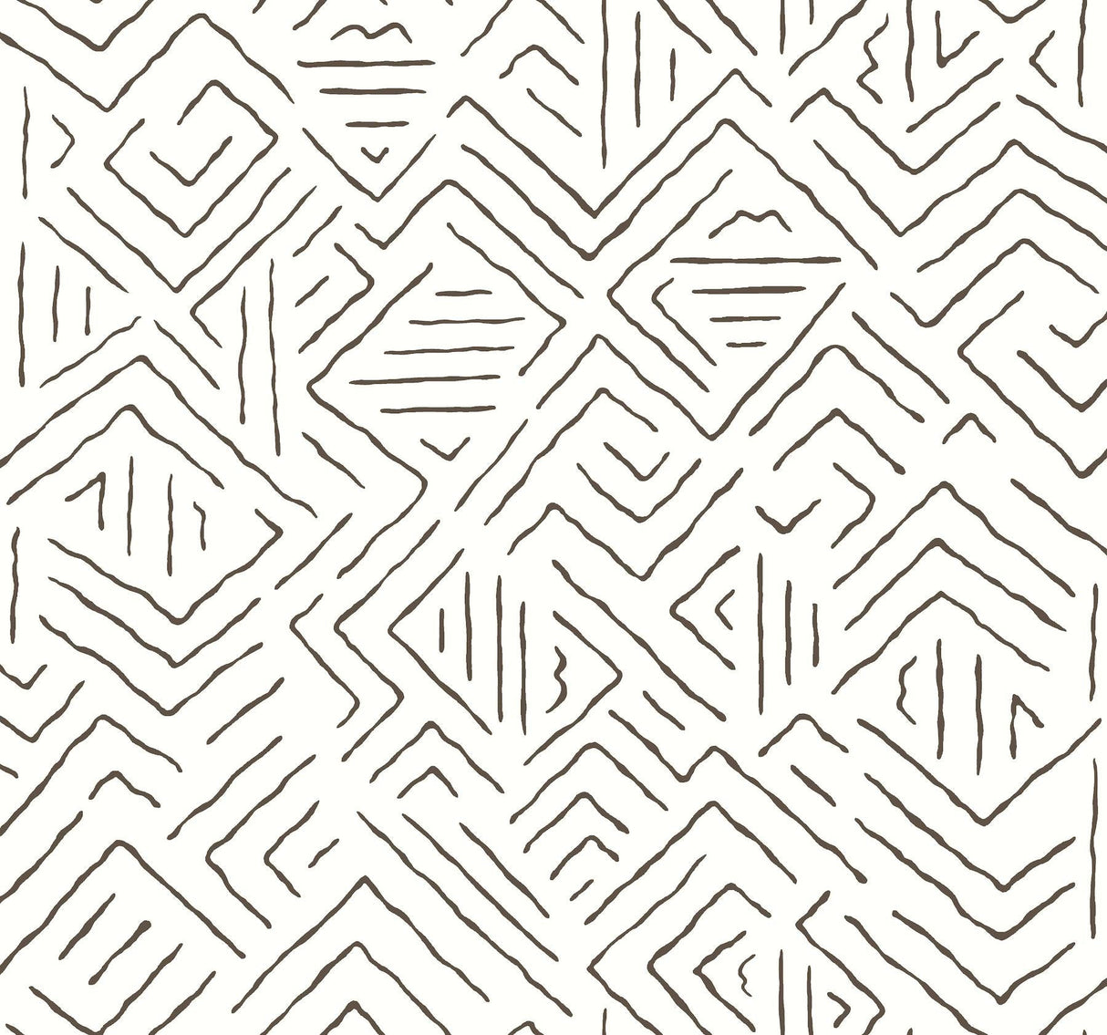Sirih Black geometric wallpaper by Antonina Vella, 27 in x 27 ft roll – AB3081