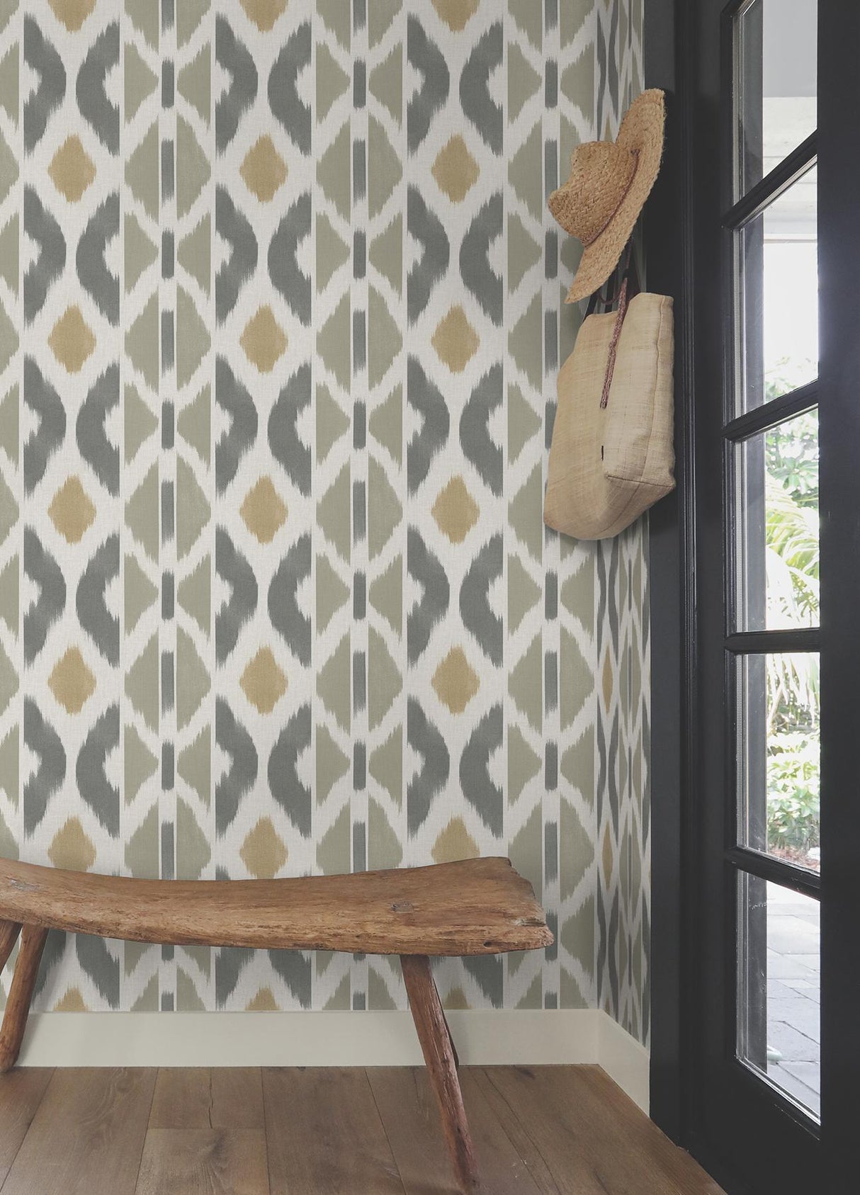 Patan Taupe by Antonina Vella Geometric Ikat Wallpaper – Antonina Vella AB3095