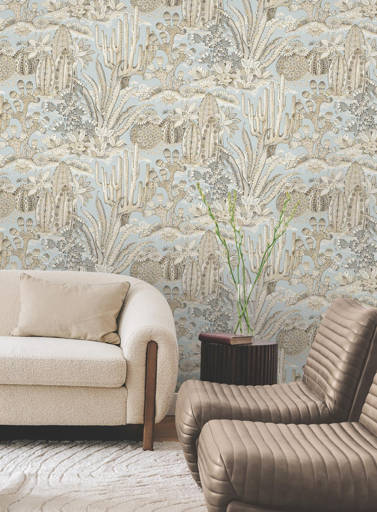 Lotus Land Cacti Sky Blue by York Wallcoverings Novelty Wallpaper – York Wallcoverings MT5634