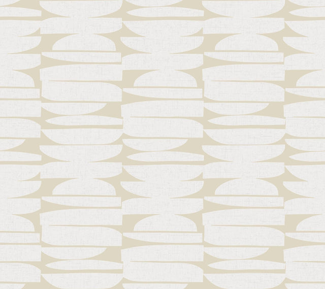 York Wallcoverings Lovely Libra Beach geometric wallpaper roll in beige and cream, 27 in x 27 ft