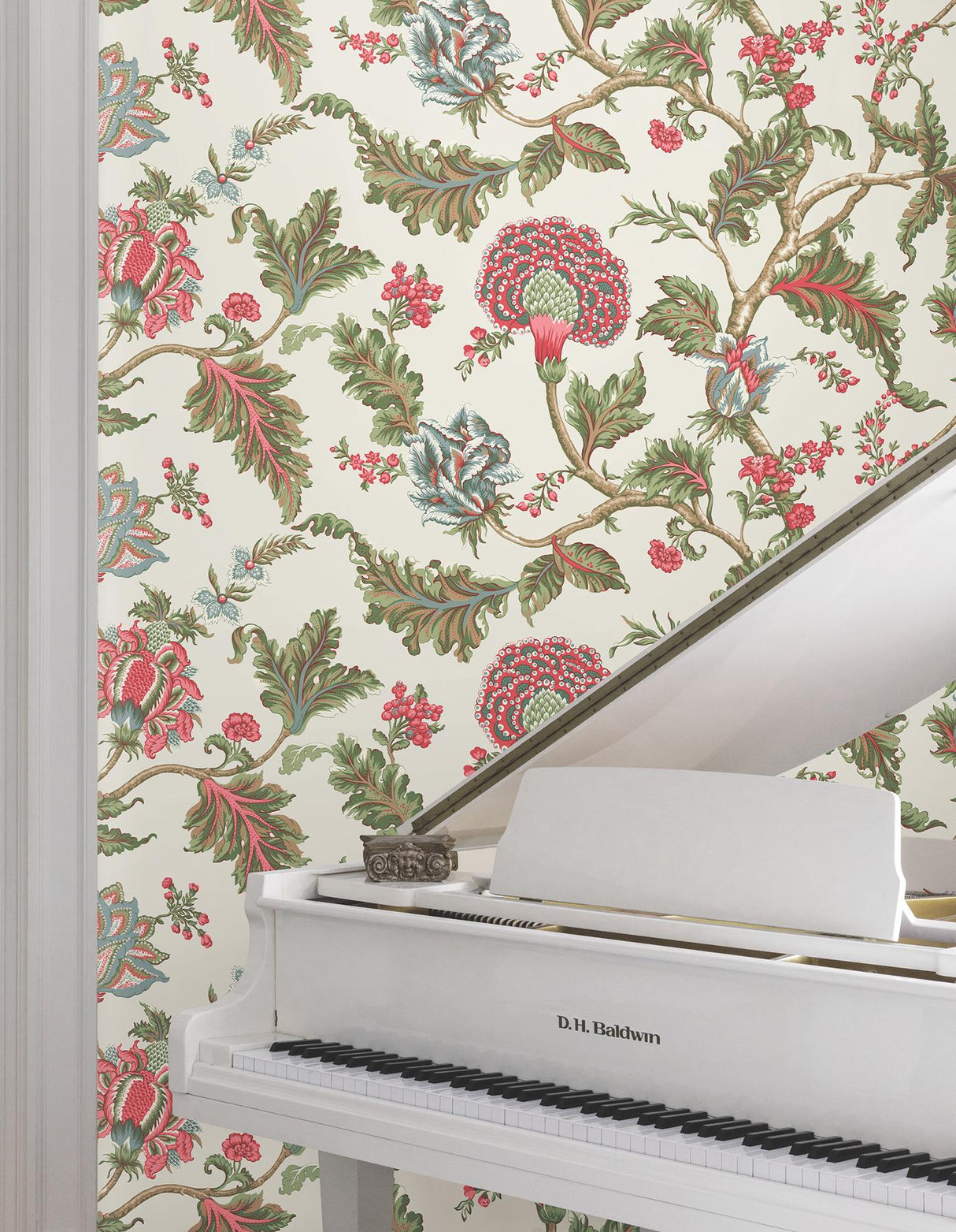 Monroe Rhubarb by Ronald Redding Jacobean Floral Wallpaper – York Designer Series MX9625W