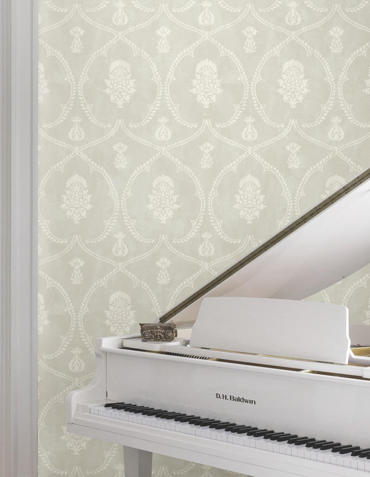 Royal Damask Soft Grey by Ronald Redding Damask Wallpaper – York Designer Series MX9642
