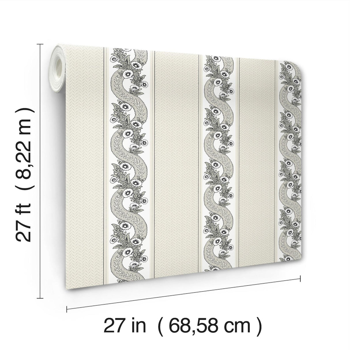 Abbey's Garland Black & White by Ronald Redding Non Woven Wallpaper – York Designer Series MX9691