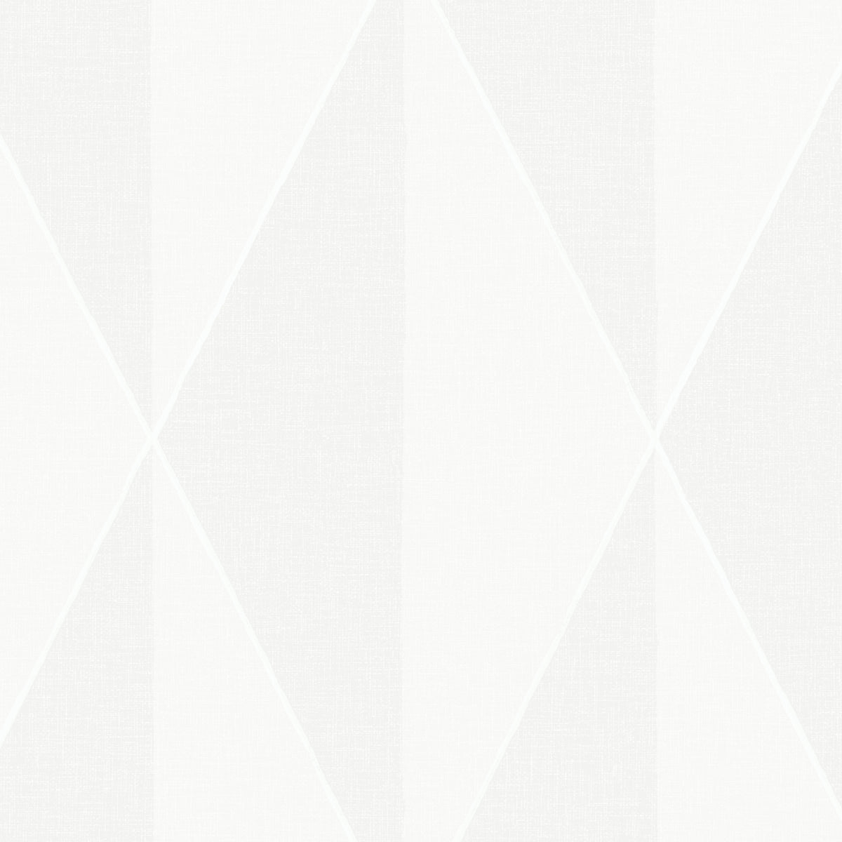 Zack L in bone by Boråstapeter, a minimal Art Deco diamond and diagonal line wallpaper in a light neutral color, shown in detail and in a modern interior setting.