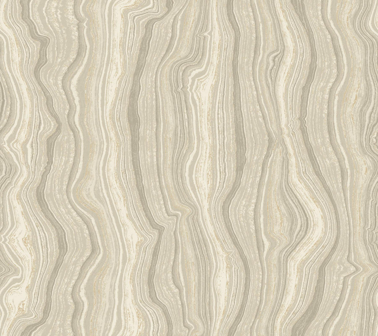Candice Olson Mineral Shimmer Warm Neutral & Pearl wallpaper with geode-inspired vertical lines in a modern living room.