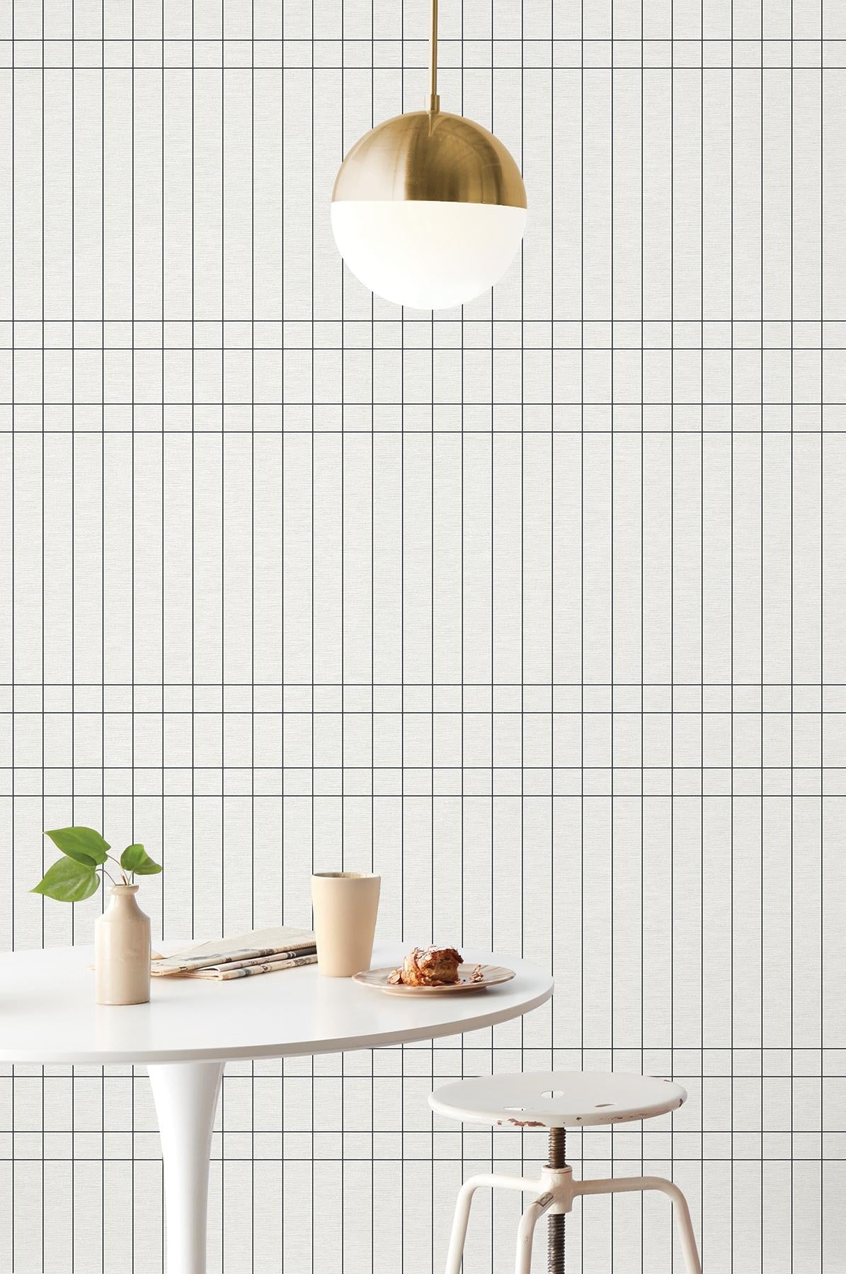 Boulevard Charcoal by Magnolia Home Geometric Non Woven Backed Vinyl Wallpaper – York Wallcoverings MJ4846