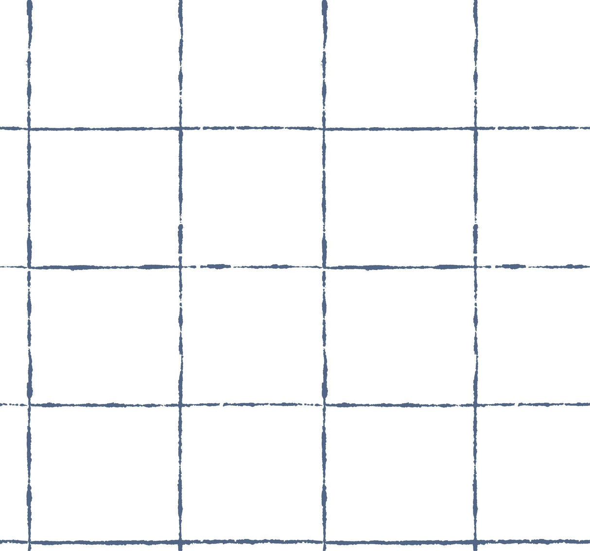 La Vitre Plaid Ultramarine non woven wallpaper with indigo grid on white