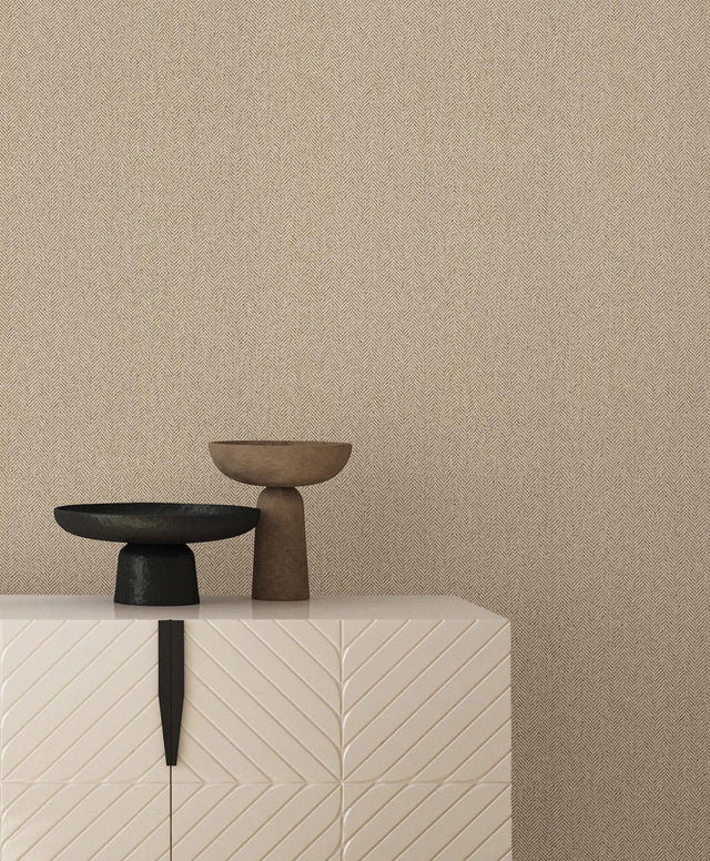 Tailored Chevron Hazelnut by York Wallcoverings Vinyl on Non Woven Wallpaper – York Wallcoverings SI26130