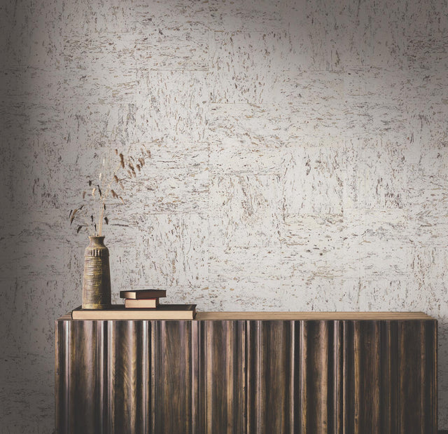 Caldera Cork White Pearl by Ronald Redding Cork Wallpaper – York Designer Series GRL89190