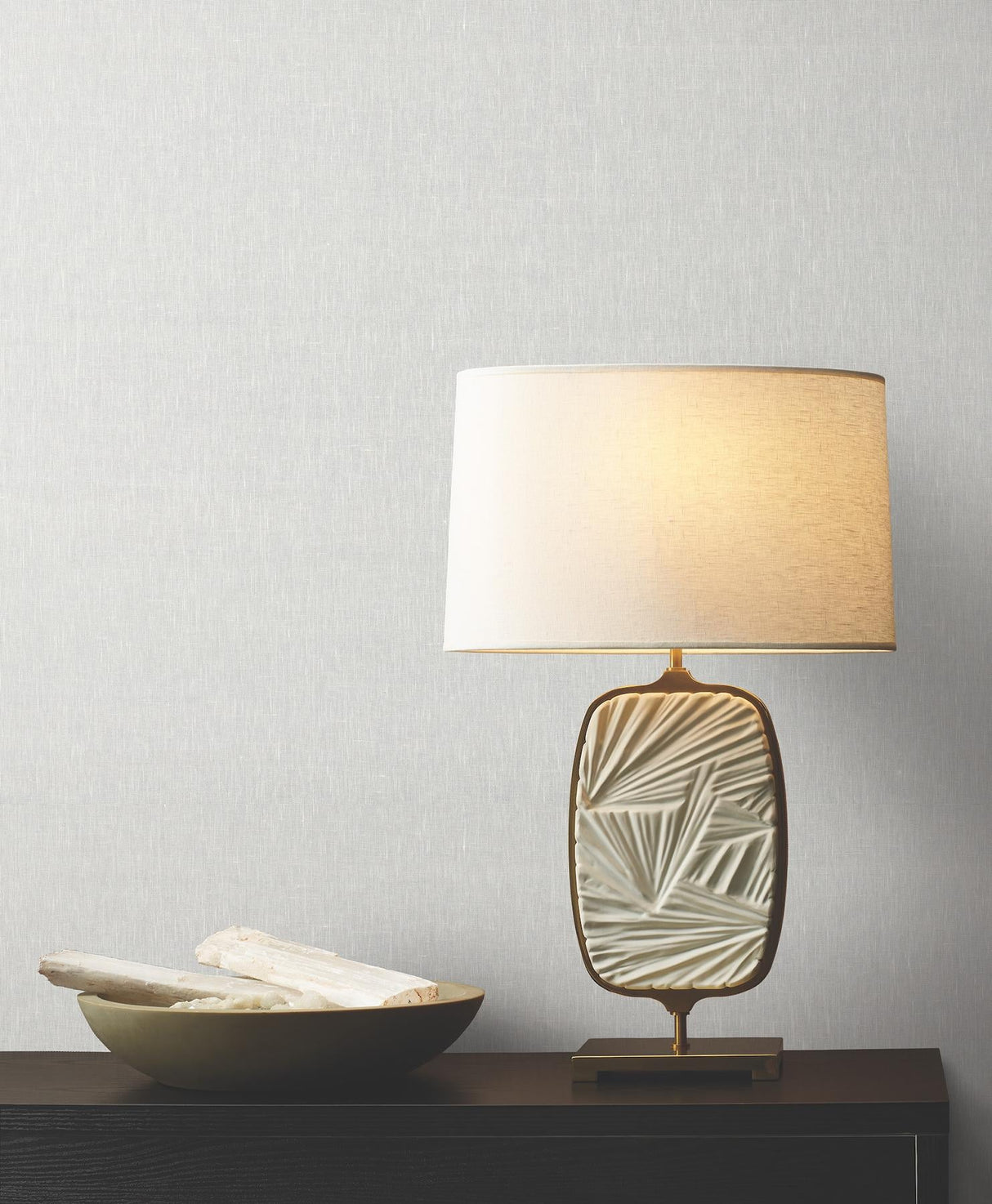 Sheer Linen Silver White by Ronald Redding Linen Wallpaper – York Designer Series YGL7023