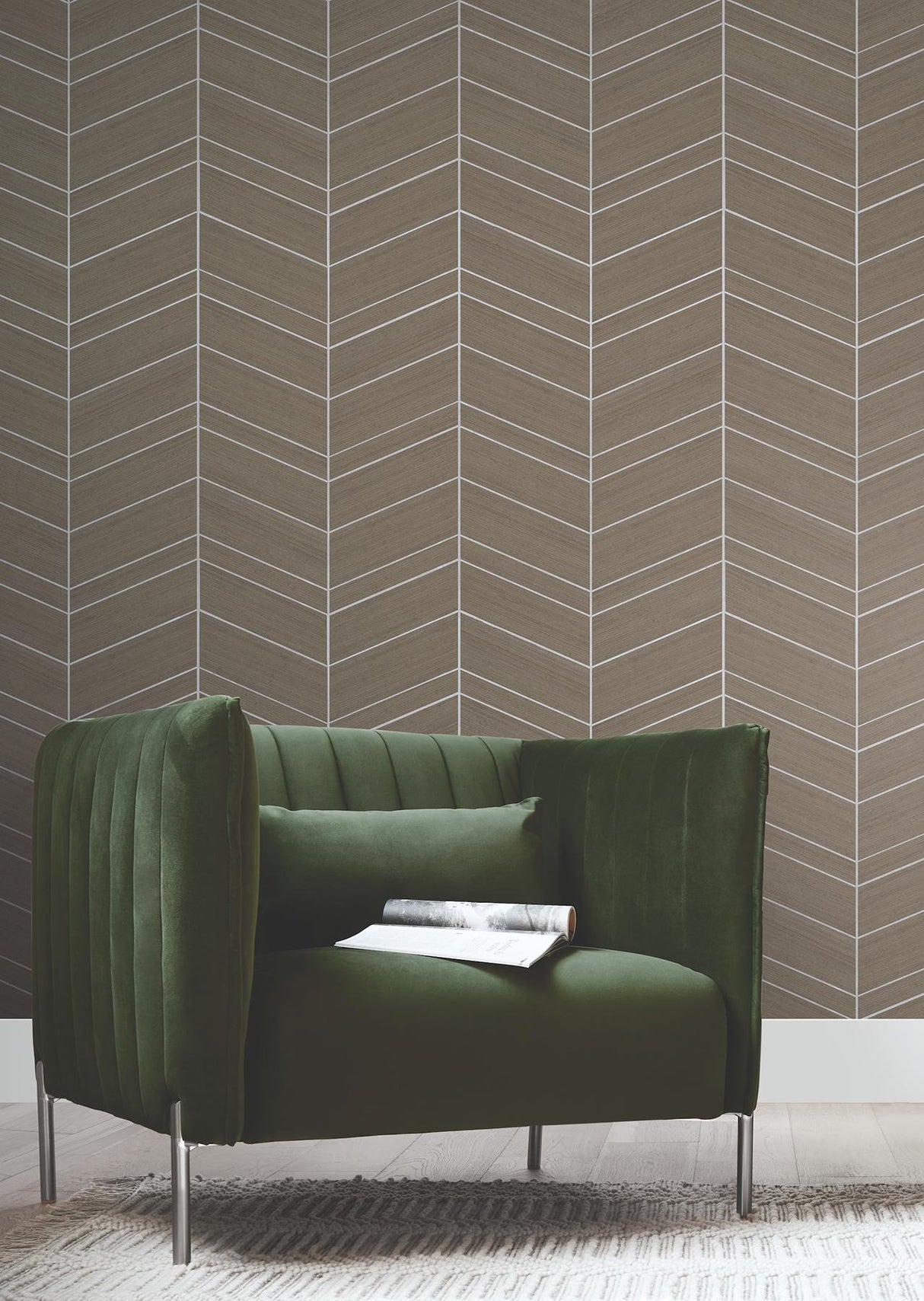 Chevron Abaca Cinnamon by Ronald Redding Grasscloth Wallpaper – York Designer Series YGL7024