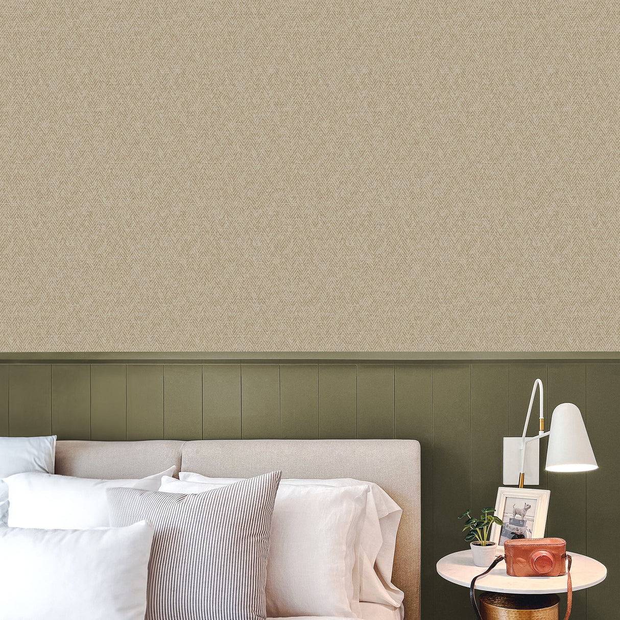 Judd Wheat by Fine Decor Chevron Wallpaper – Brewster Home Fashions FD43834