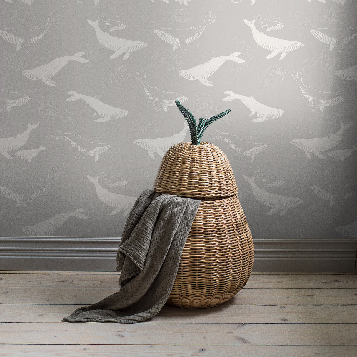 Whales Grey by Boråstapeter Scandinavian Ocean Animal Wallpaper – Schumacher 7452