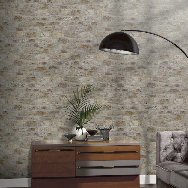 Atticus Neutral by Arthouse Country Stone Wallpaper – Brewster Home Fashions AH696500