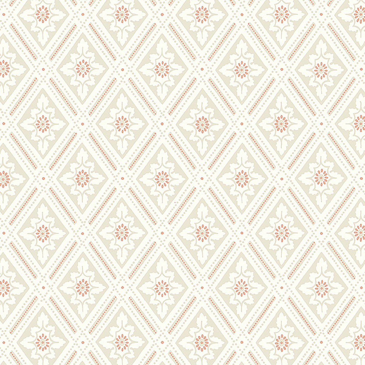 Ester wallpaper by Boråstapeter for Schumacher, featuring a stylized diamond trellis pattern in natural tones.