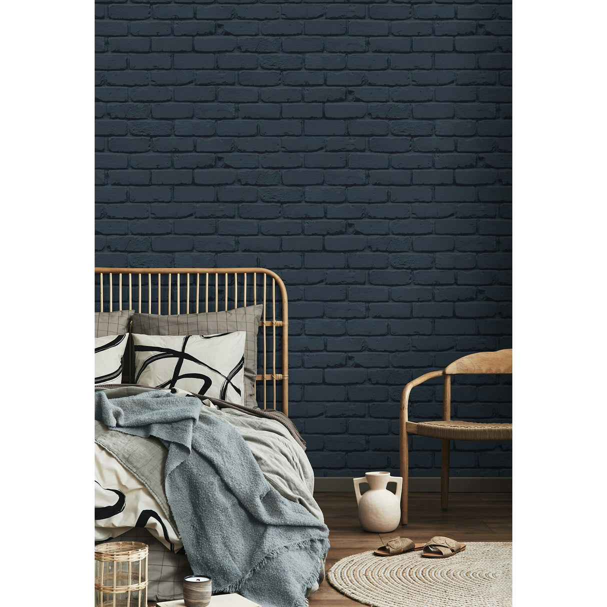 Alpin Navy by Fine Decor Painted Brick Wallpaper – Brewster Home Fashions FD43602