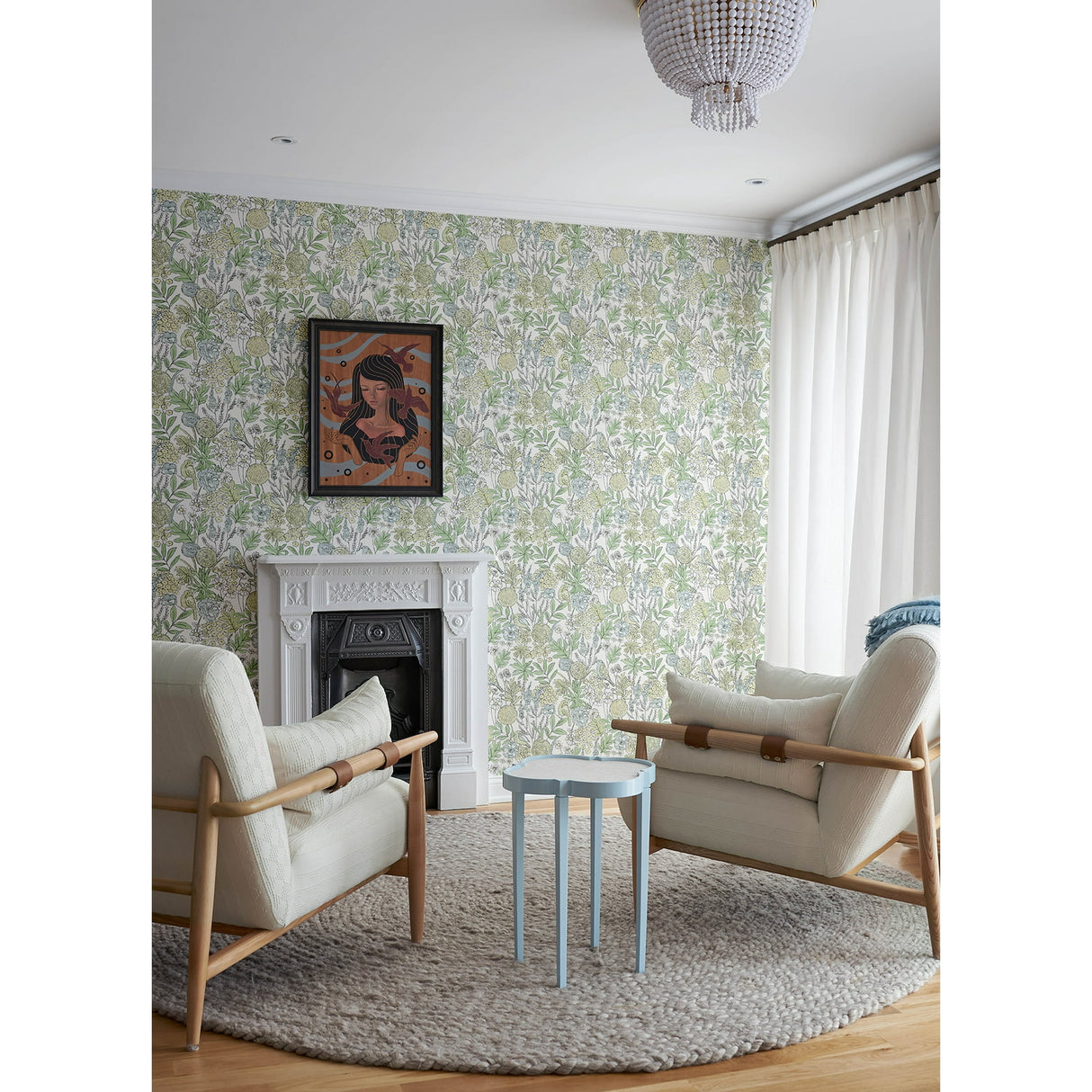 Goldfinch Green by Chesapeake Birds and Blooms Wallpaper – Brewster Home Fashions 4148-27412