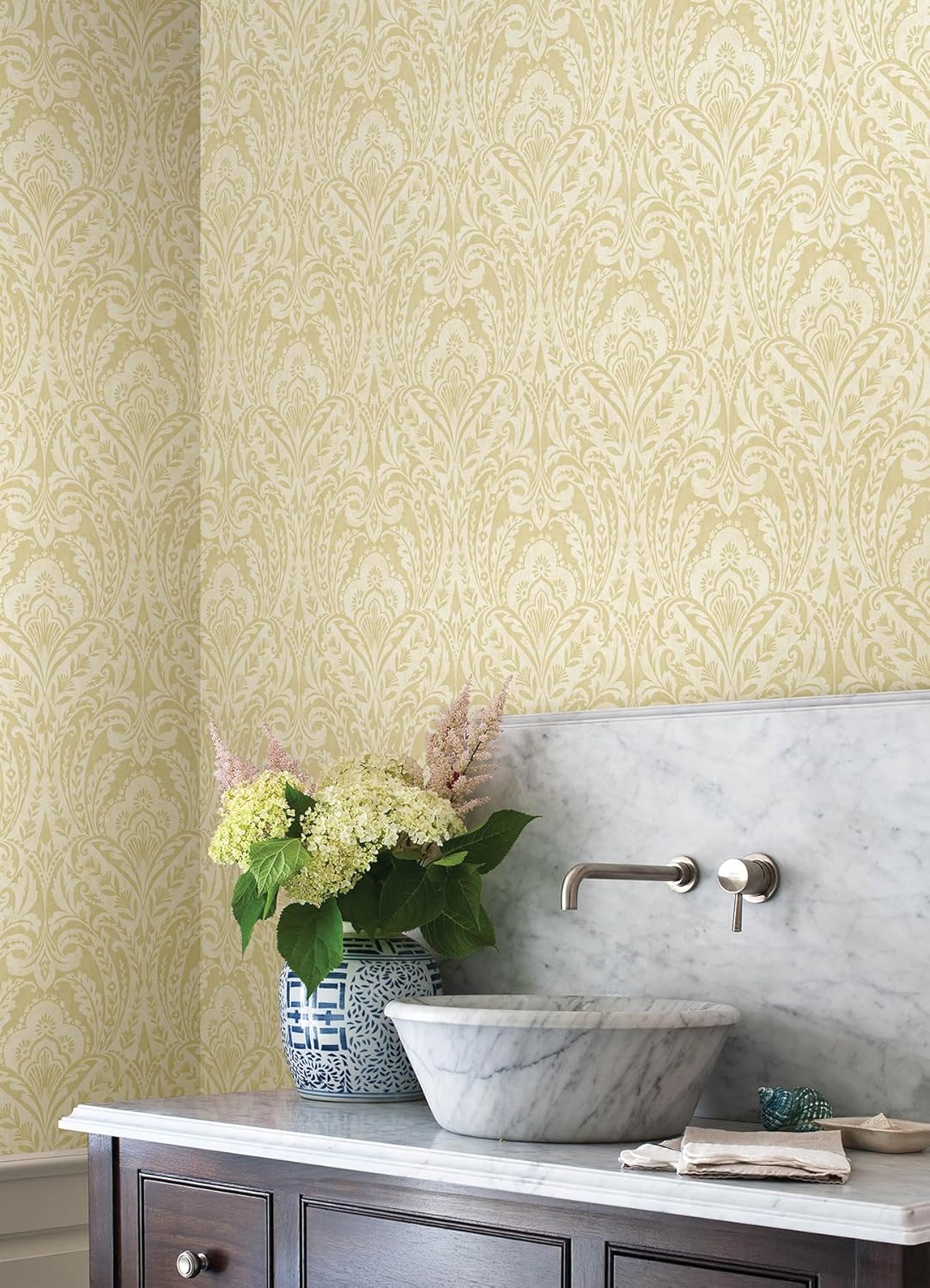 Berkshire Butter by A-Street Prints Damask Wallpaper – A-Street Prints 4147-27383