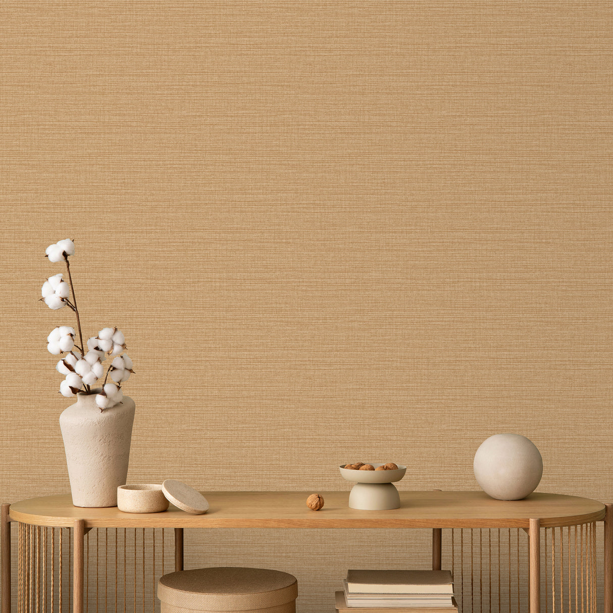 Horizontal Stria Texture Mustard by Veer Decor Abstract Wallpaper – Veer Decor 8195-AA2