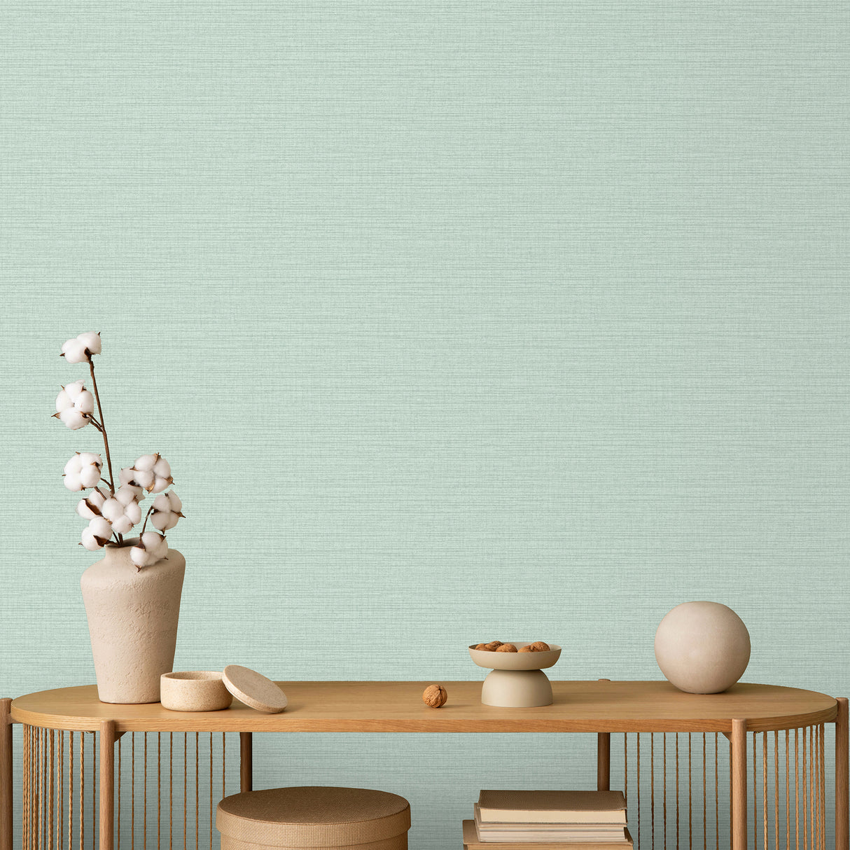 Horizontal Stria Texture Aqua Green by — Wallpaper – Veer Decor 8195-AA8