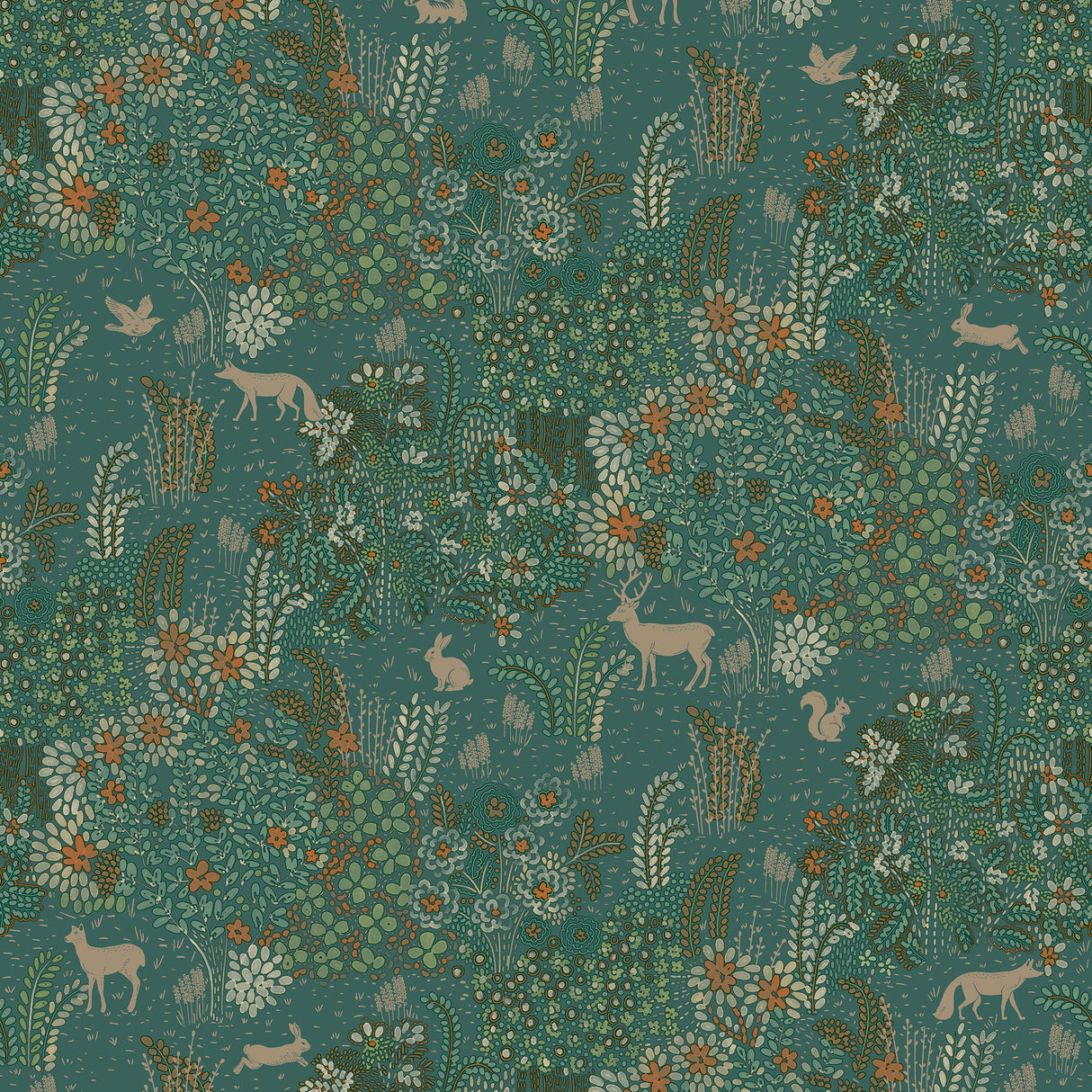 Babylon Green floral woodland wallpaper roll 20.86 in x 33 ft – SKU 8195-AC3