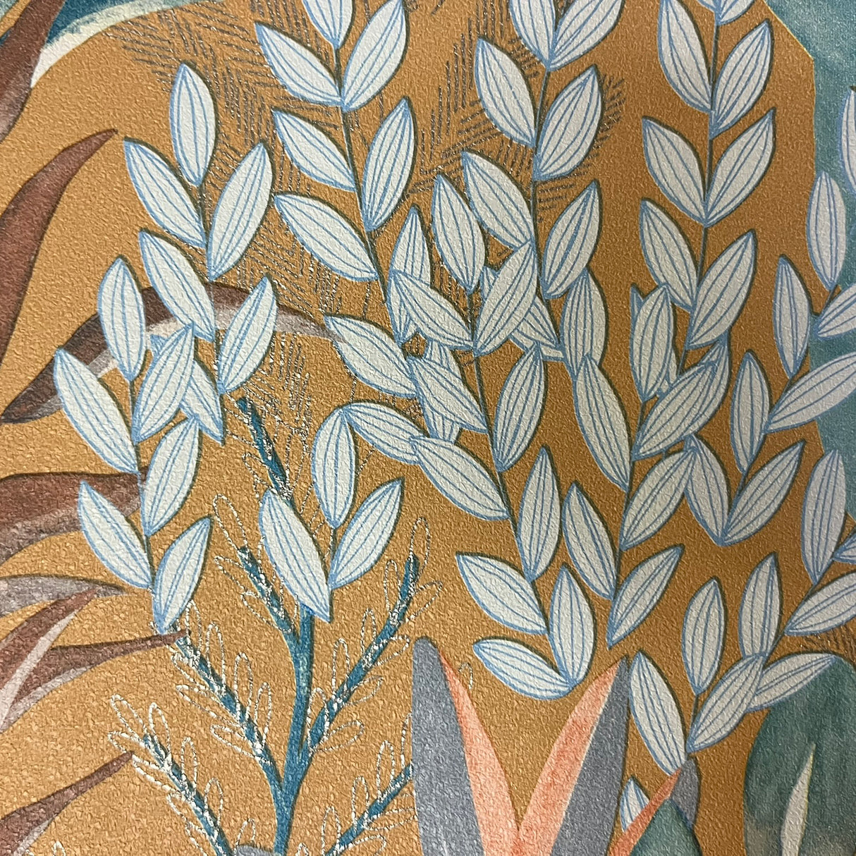 Serene Meadow Burnt Orange by — Floral Wallpaper – Veer Decor 8195-AD2