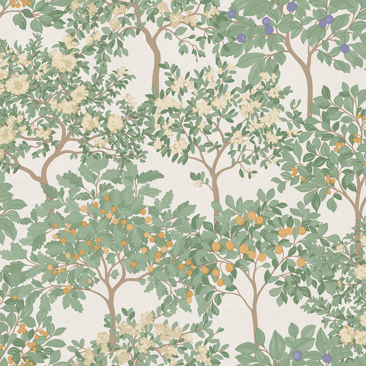 Arbor Serenade Cream Ground Wallpaper roll showing botanical tree motif
