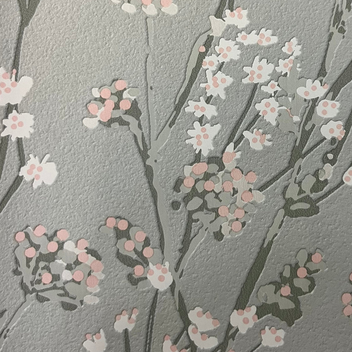 Blossom Branches Grey Green by — Floral Wallpaper – Veer Decor 8195-AG4