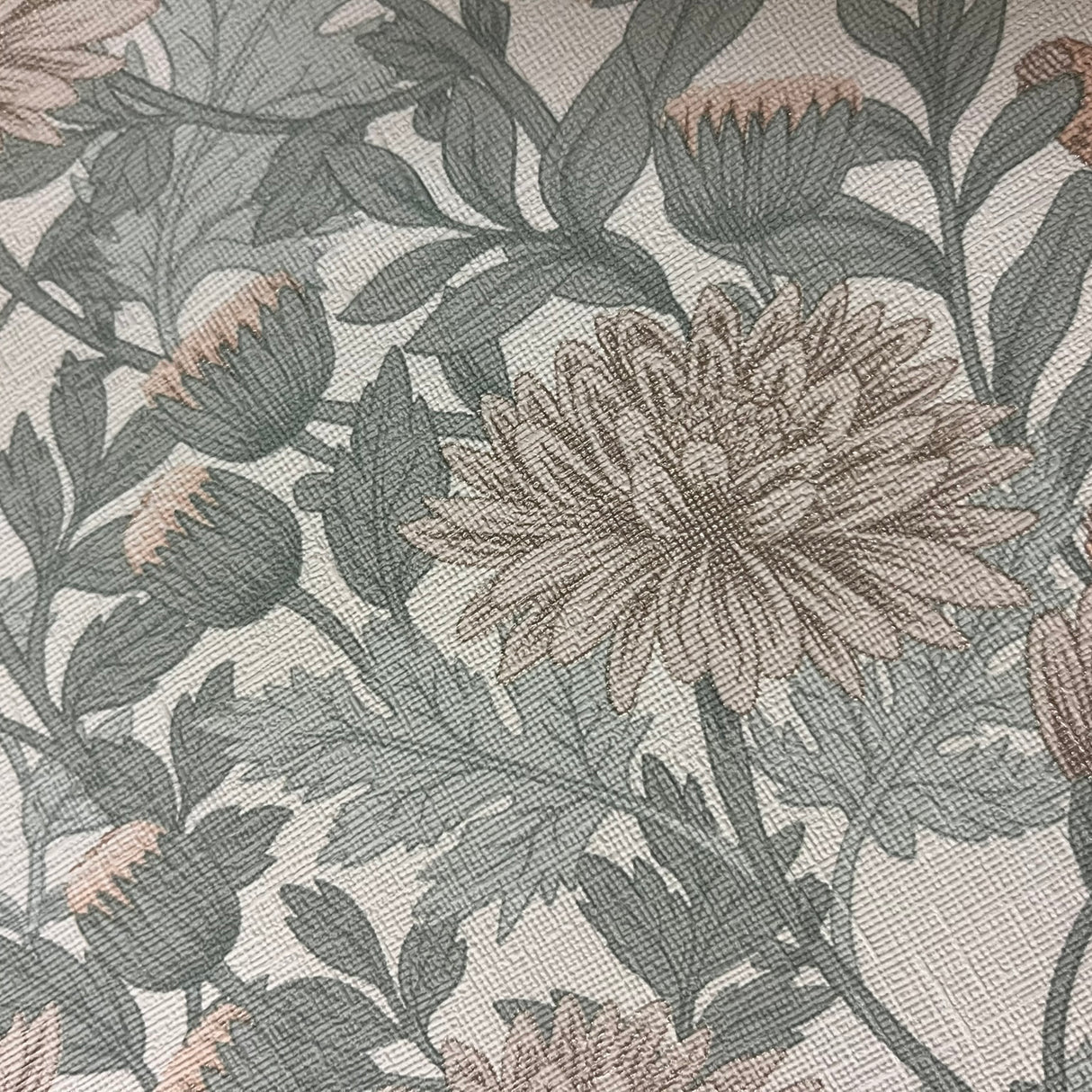 Floral Sonata Beige and Green by — Floral Wallpaper – Veer Decor 8195-AH3
