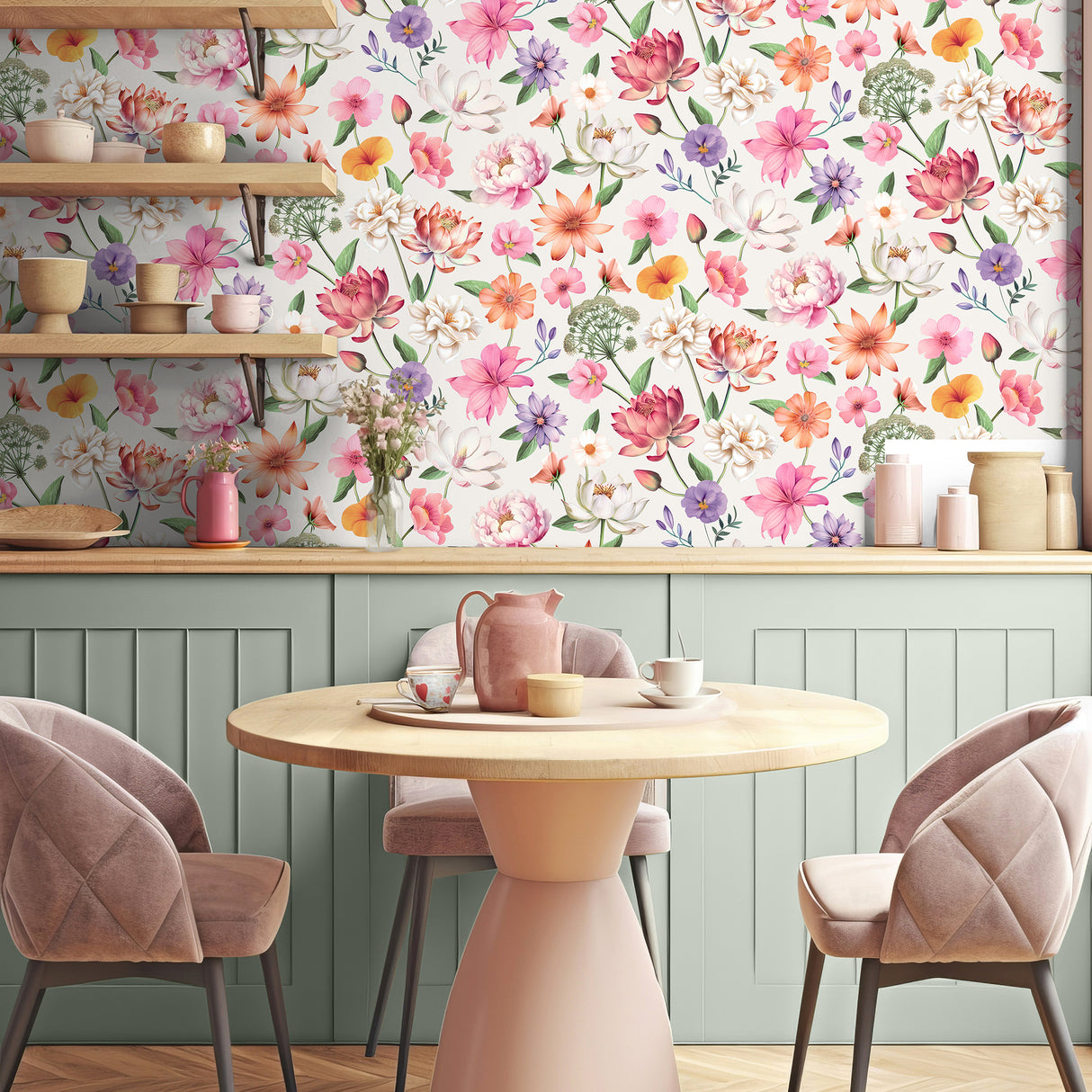Floral Fantasia Multi by Whimsical Floral Wallpaper – Veer Decor 8196-AC3