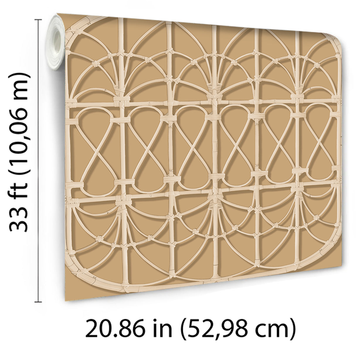 Lattice Rattan Panels Mustard by Veer Decor Non-Woven Unpasted Wallpaper – Veer Decor 8196-AH1